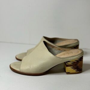 LULAROE Sz 6 Soft Leather Open Toe Wood Heel Mule coastal cowgirl